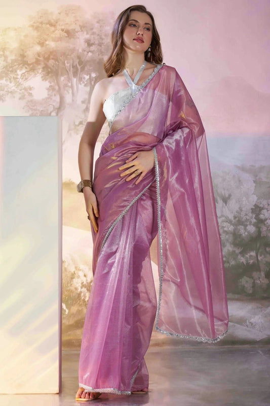 Purple Twill Net Designer Saree NCSD11110832