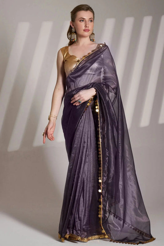 Purple Twill Net Saree NCSD11111064