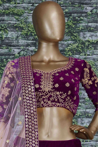 Purple Velvet Lehenga Choli NCLC10110288