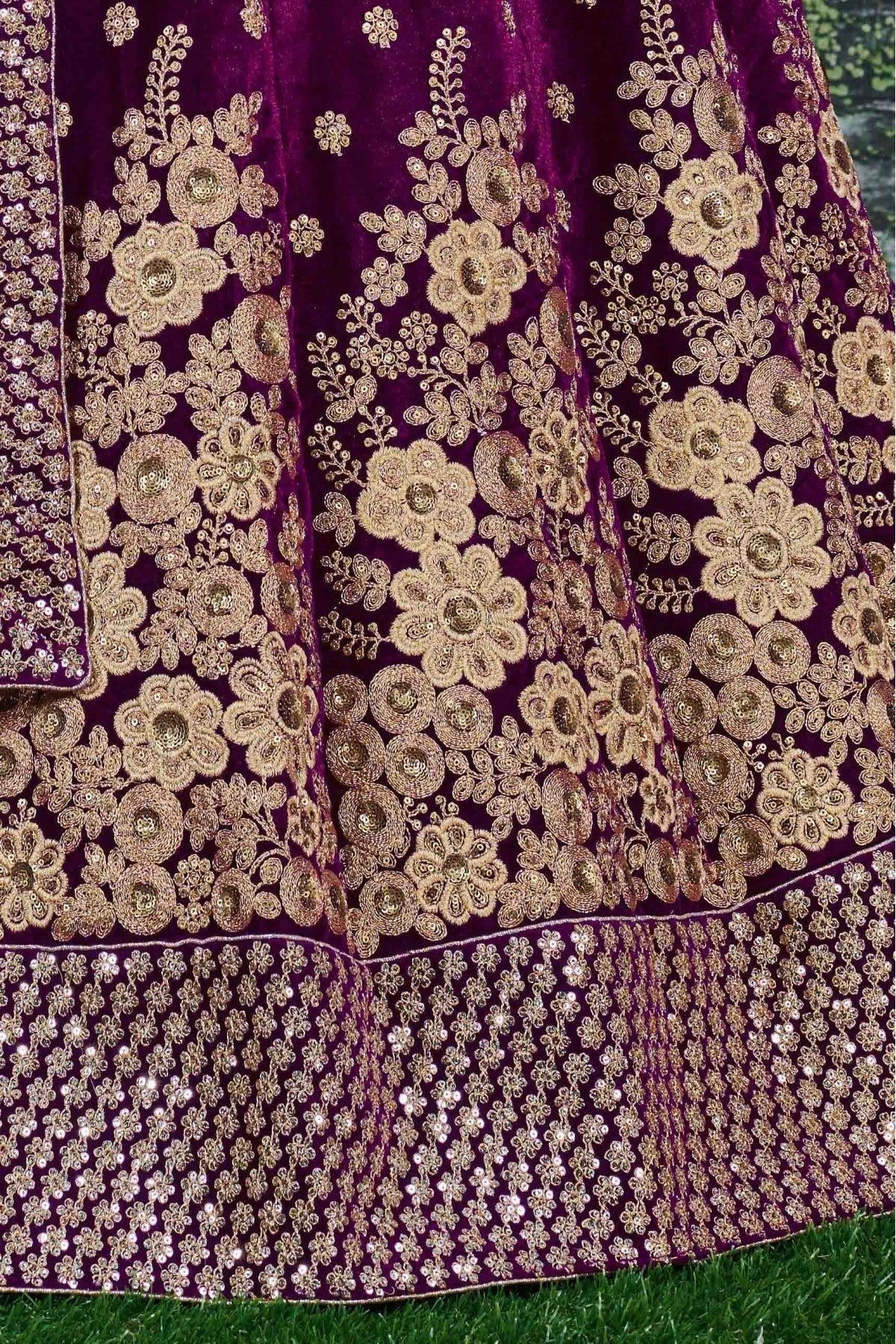 Purple Velvet Lehenga Choli NCLC10110288
