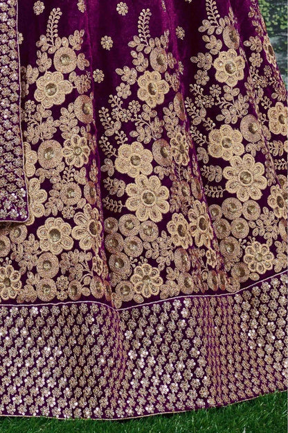 Purple Velvet Lehenga Choli NCLC10110288
