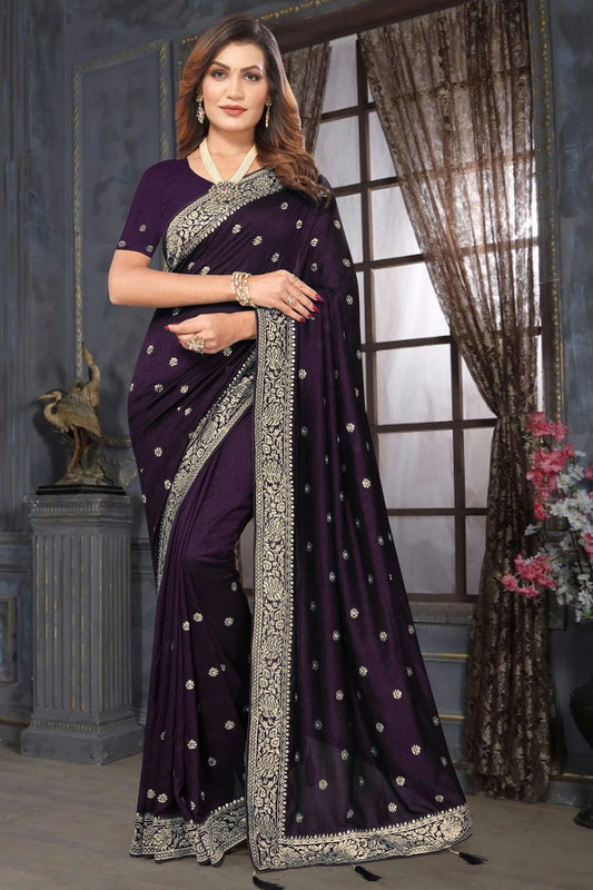 Purple Vichitra Bloming Designer Saree NCSD10910197
