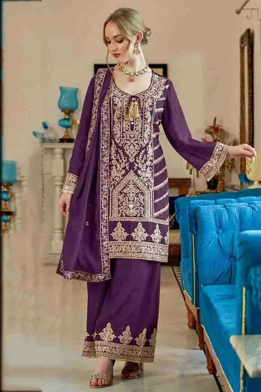Purple Vichitra Pakistani Suit NCSM11410228