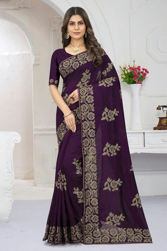 Purple Vichitra Silk Designer Saree NCLC11210435