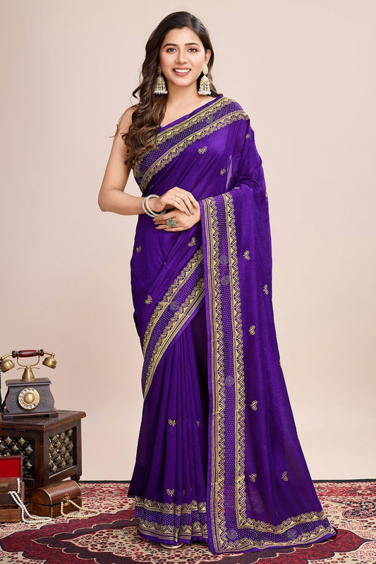 Purple Vichitra Silk Designer Saree NCSD11111727