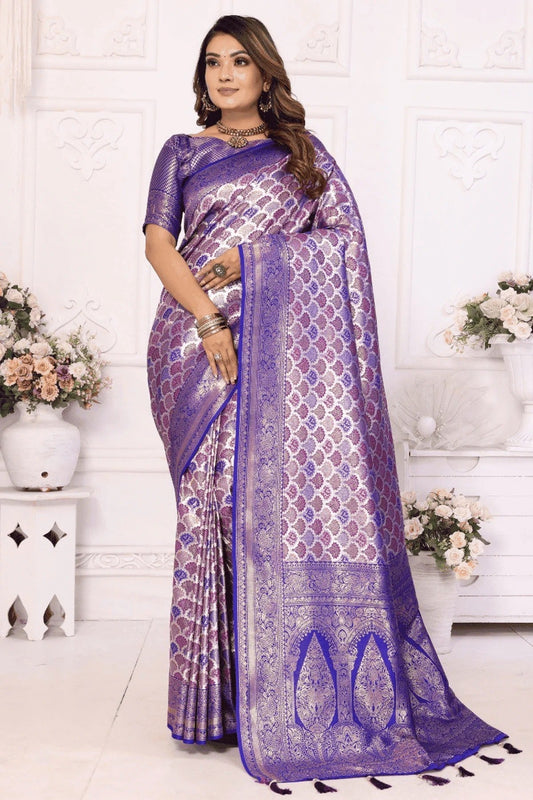 Purple Woven Banarasi Silk Traditional Saree NCSD12510193