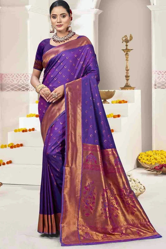 Purple Woven Silk Traditional Saree NCSD11010108