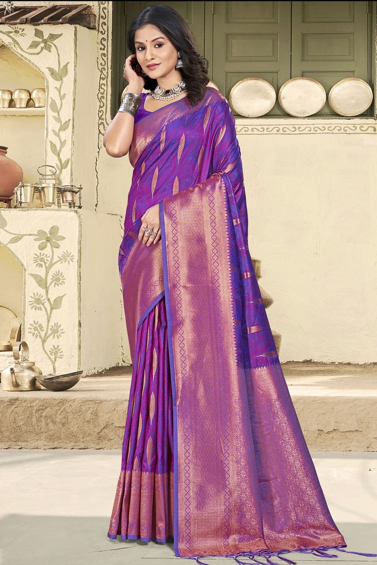 Purple Woven Silk Traditional Saree NCSD11010159