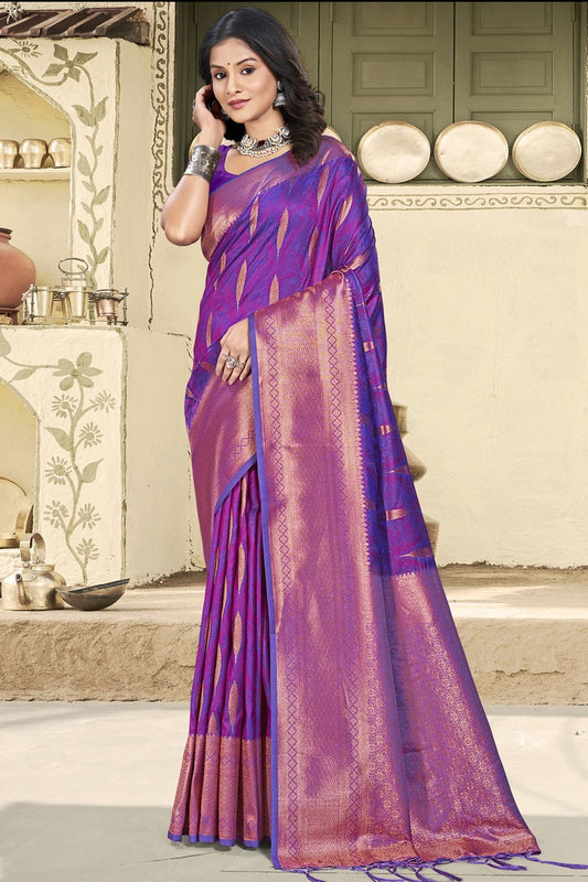 Purple Woven Silk Traditional Saree NCSD11010159
