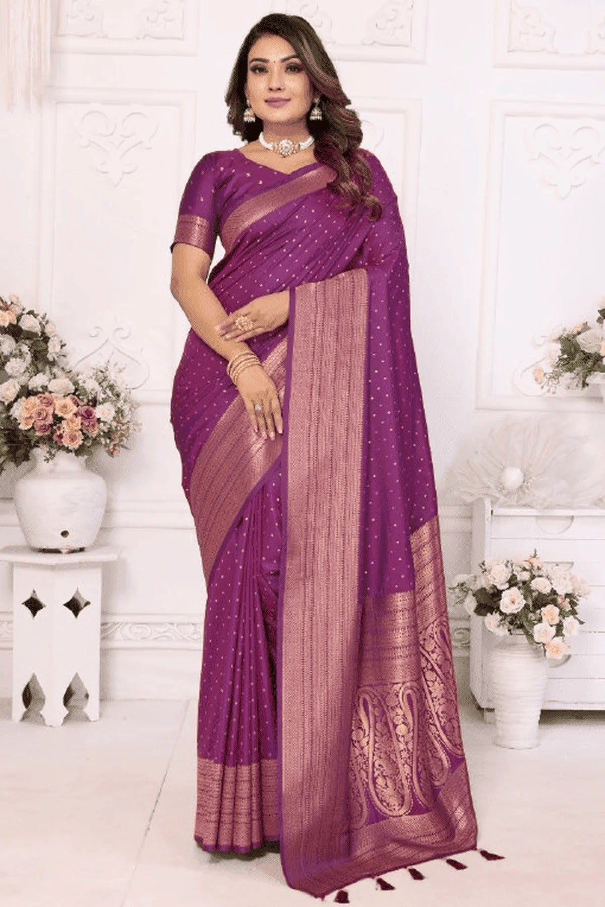 Purple Woven Soft Silk Traditional Saree NCSD12510151