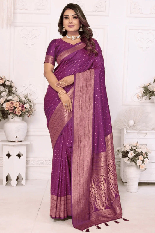 Purple Woven Soft Silk Traditional Saree NCSD12510151