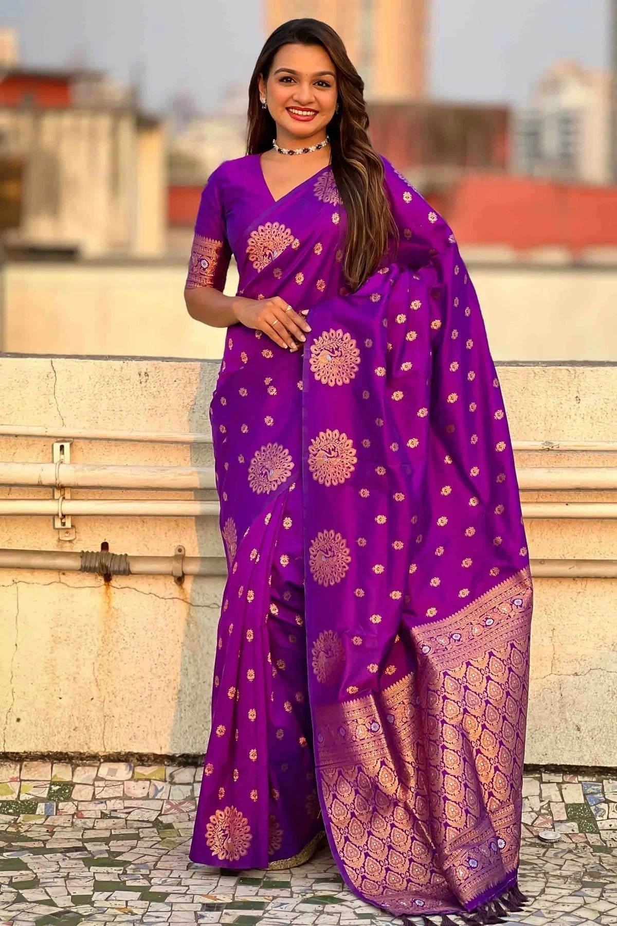 Purple Zari Moonga Silk Traditional Sarees  NCSD11110630