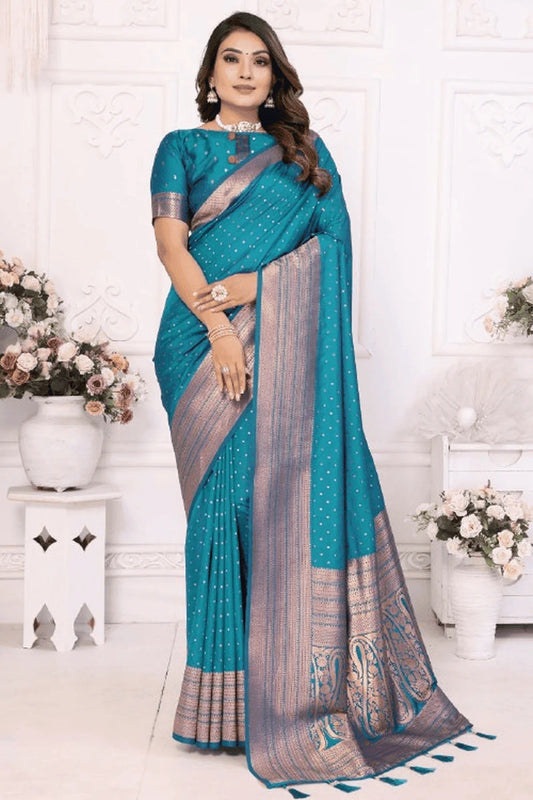 Rama Blue Woven Soft Silk Traditional Saree NCSD12510150
