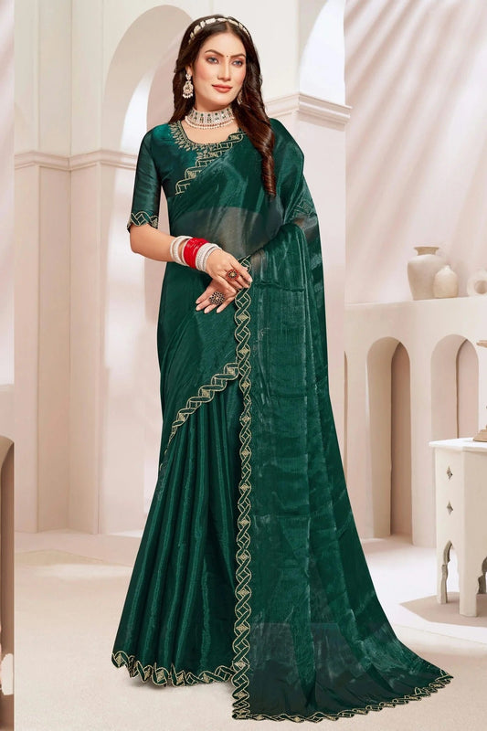 Rama Green Burberry Silk Designer Saree NCSD11210267