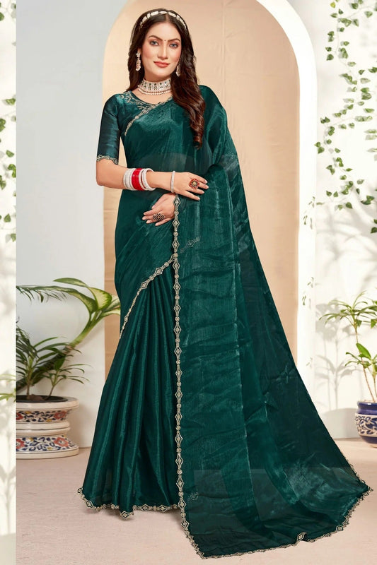 Rama Green Burberry Silk Designer Saree NCSD11210277