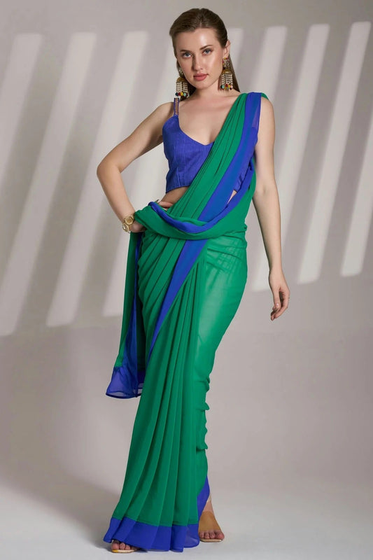 Rama Green Chiffon Saree NCSD11111035