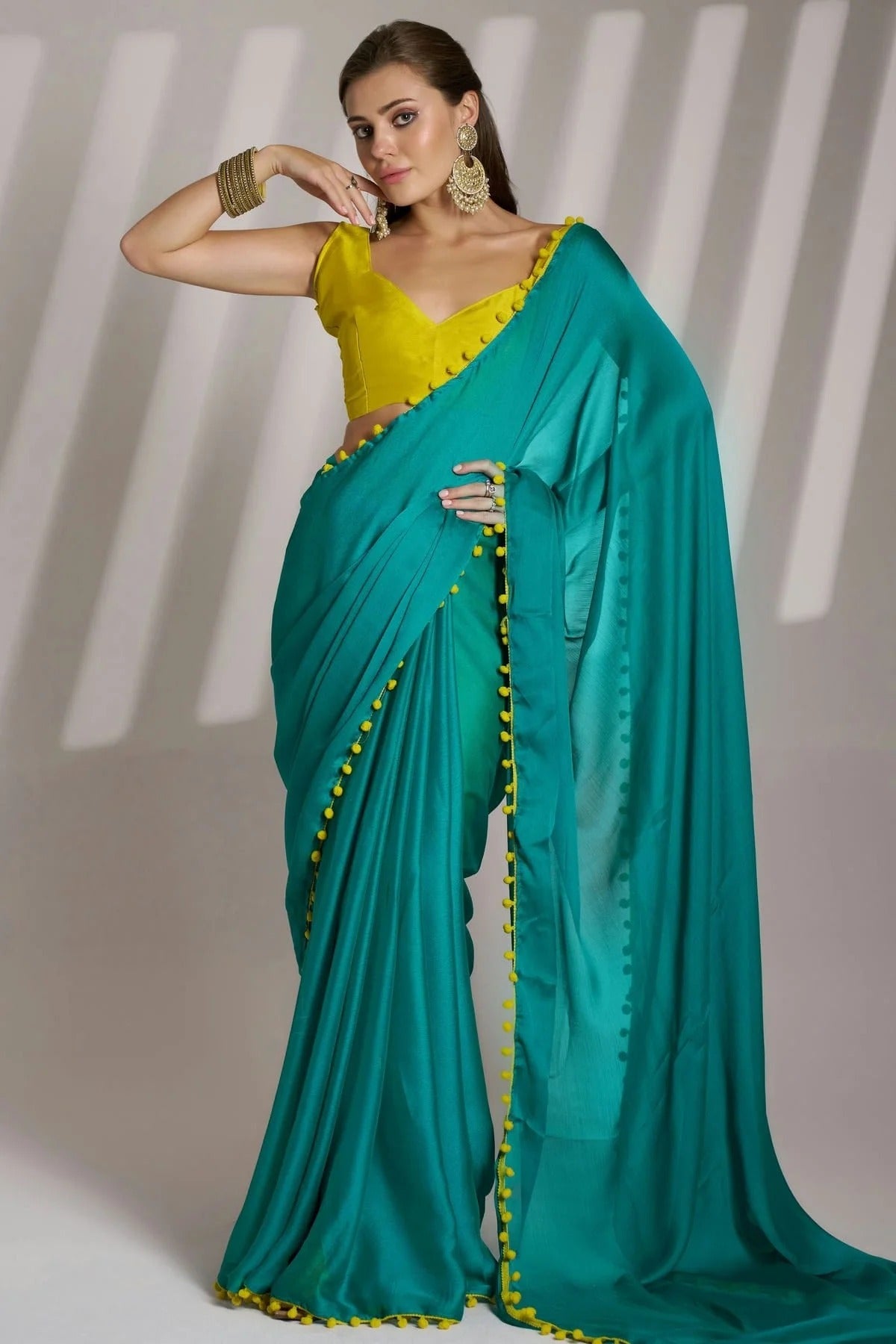 Rama Green Chiffon Saree NCSD11111053