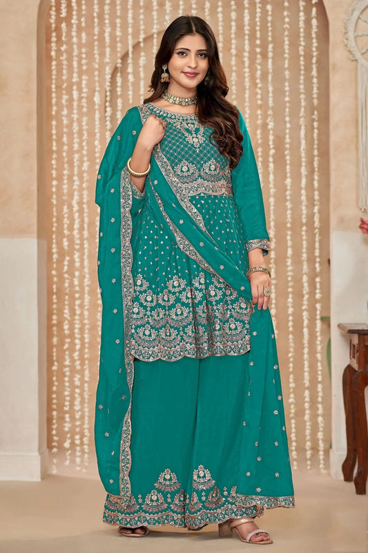 Rama Green Chinon Palazzo Pant Suit NCSM10510200