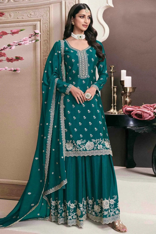 Rama Green Chinon Palazzo Pant Suit NCSM11410103