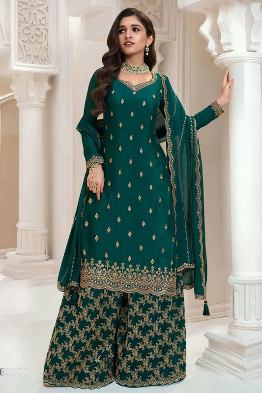 Rama Green Chinon Palazzo Pant Suit NCSM11410368