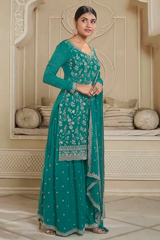 Rama Green Chinon Sharara Suit NCSM11112331
