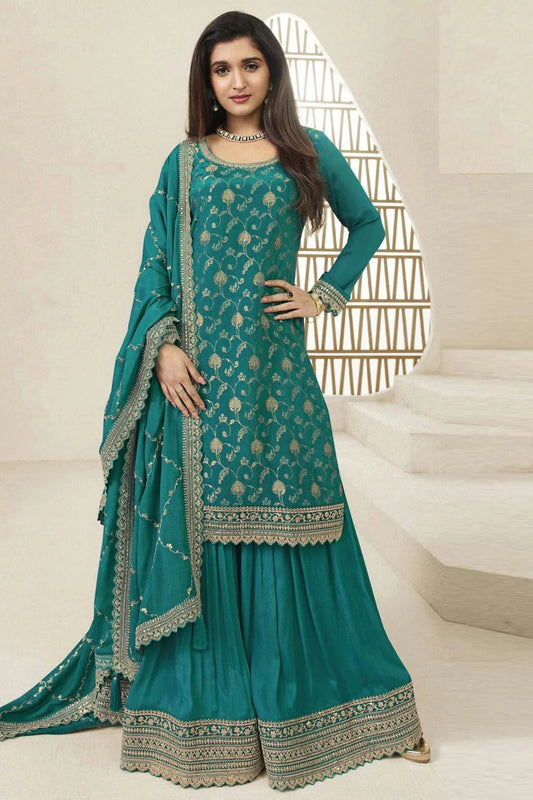 Rama Green Chinon Sharara Suit NCSM11112340