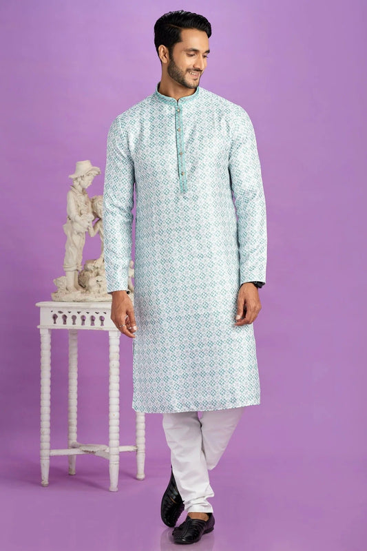 Rama Green Cotton Pintex Kurta Pajama NCKP12310189