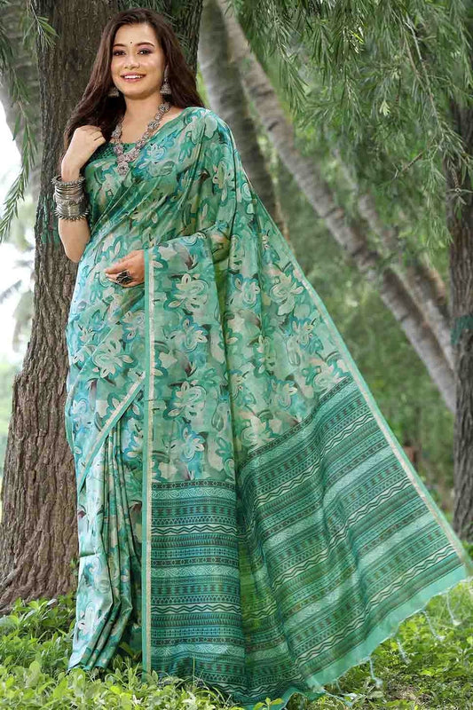 Rama Green Cotton Silk Traditional Saree NCSD12610104