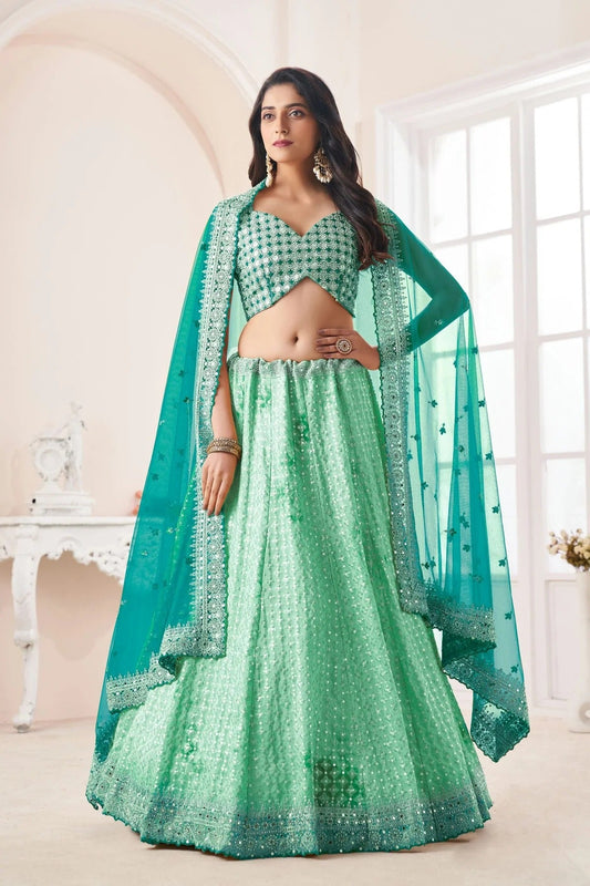 Rama Green Embroidery Georgette Lehenga Choli NCLD10810231