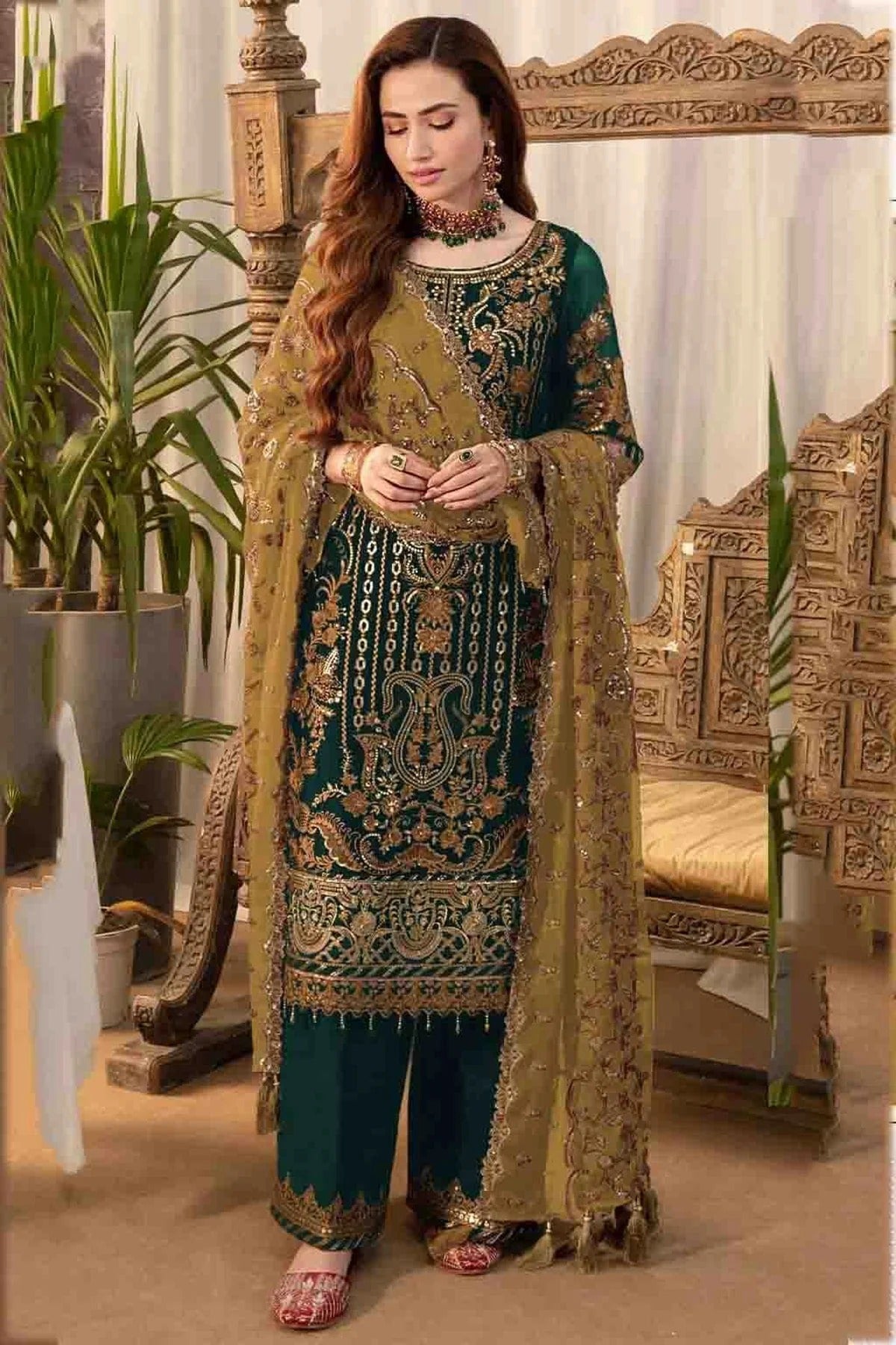 Rama Green Faux Georgette Pakistani Suit NCSM11410143