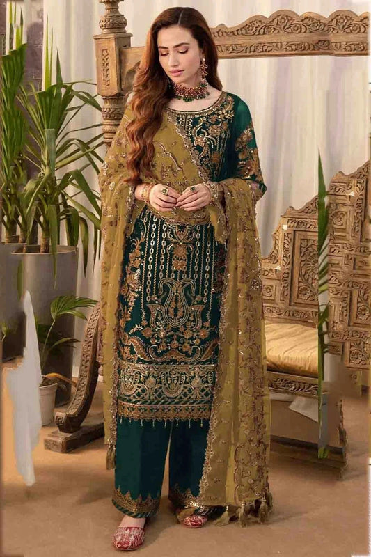 Rama Green Faux Georgette Pakistani Suit NCSM11410143