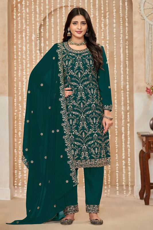 Rama Green Faux Georgette Pant Style Suit NCSM10510197