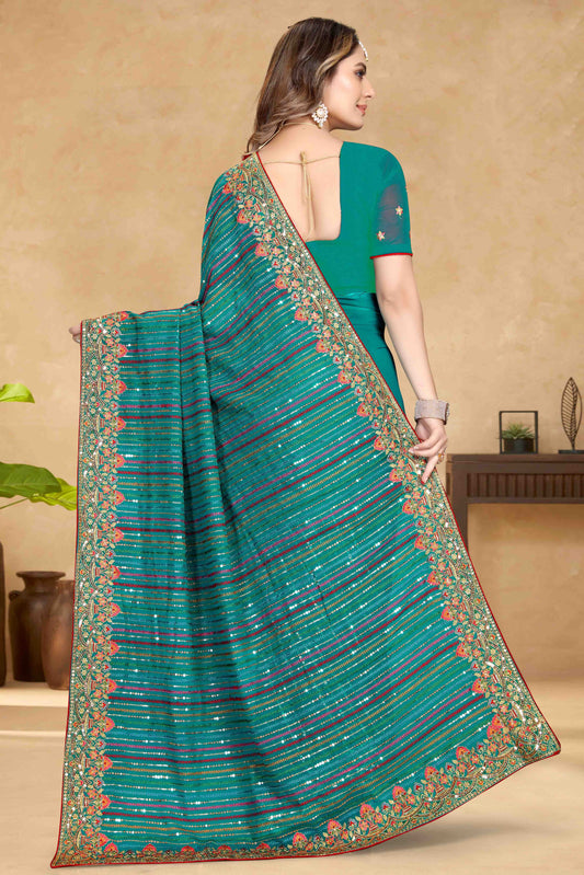 Rama Green Georgette Designer Saree NCSD10910755