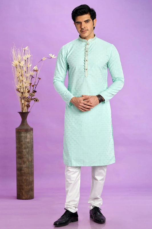 Rama Green Jacquard Art Silk Pintex Kurta Pajama NCKP12310172