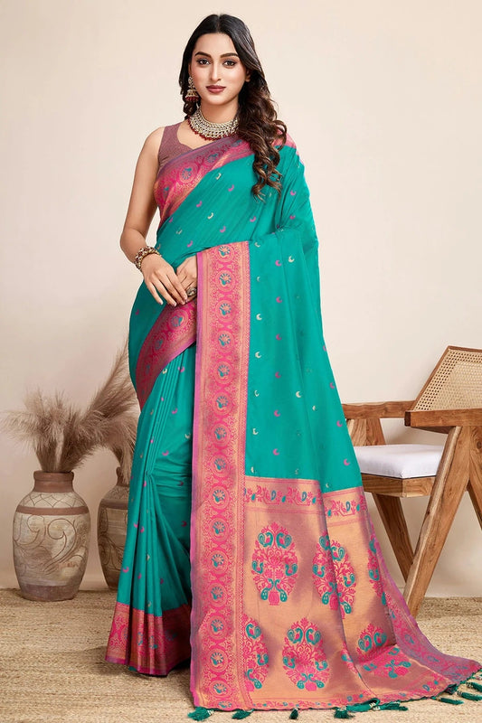 Rama Green Jacquard Silk Traditional Saree NCSD11111534