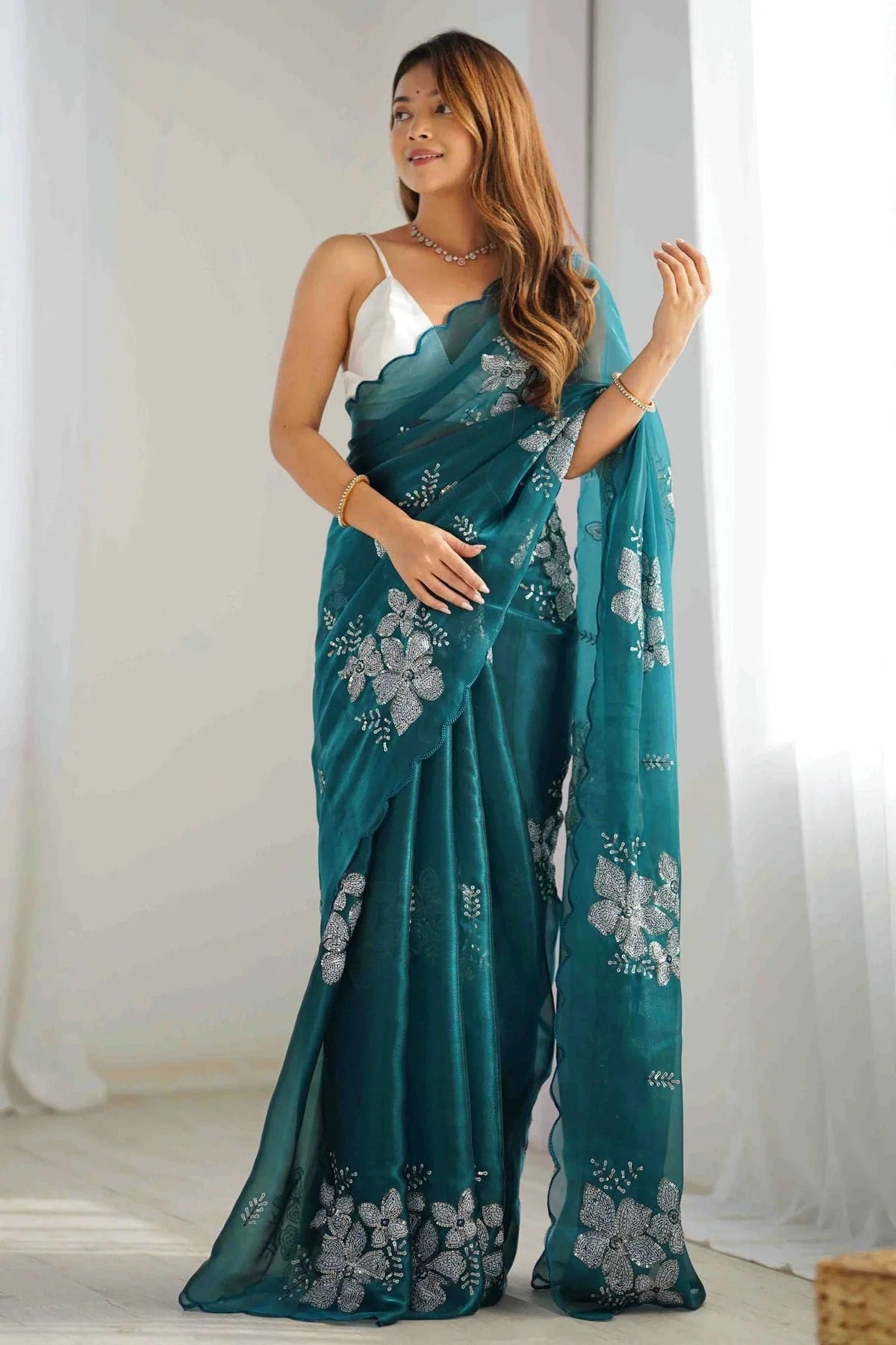 Rama Green Jimmy choo Designer Saree NCSD11111841