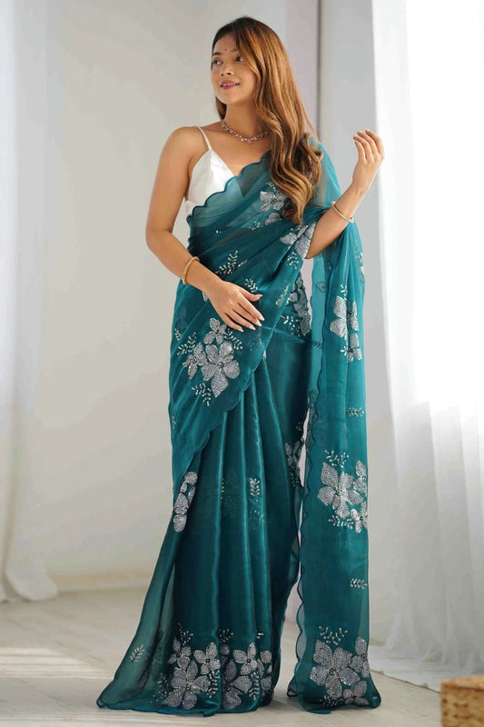 Rama Green Jimmy choo Designer Saree NCSD11111841