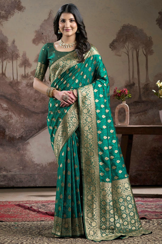 Rama Green Lichi Silk Traditional Saree NCSD11111451