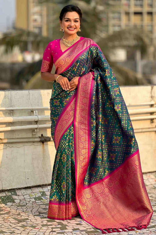 Rama Green Meenakari Patola Silk Traditional Sarees  NCSD11110596