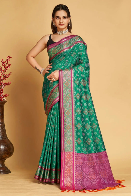 Rama Green Patola Silk Saree NCSD11112565