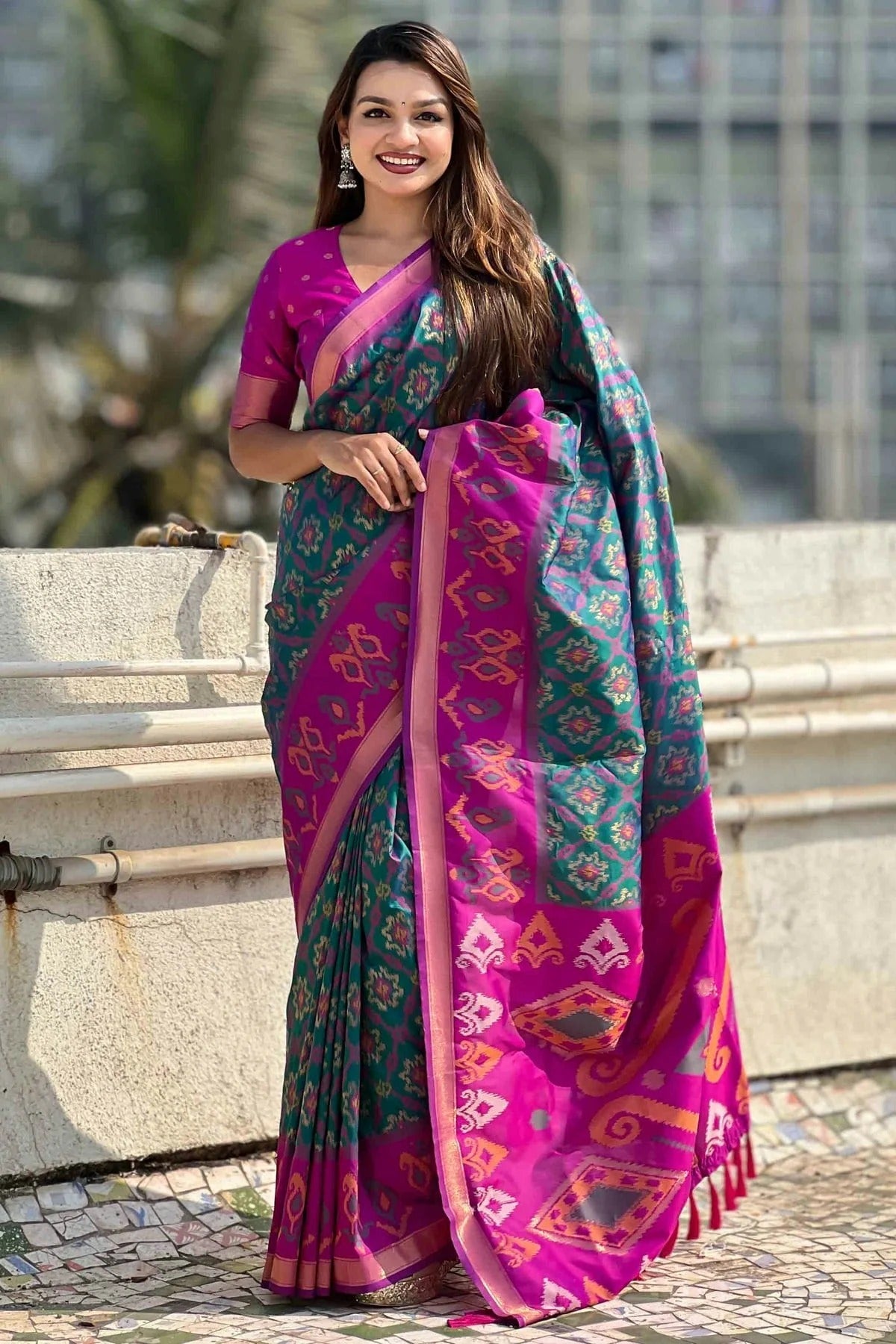 Rama Green Patola Silk Traditional Saree NCSD11111125