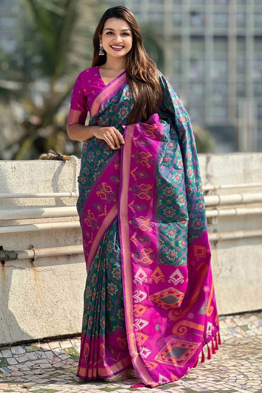 Rama Green Patola Silk Traditional Saree NCSD11111125
