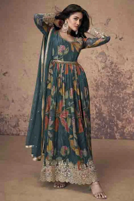 Rama Green Semi Stitched Faux Georgette Pant Style Suit NCSM11410326
