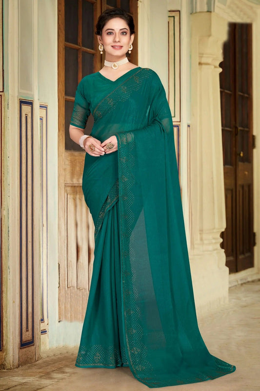 Rama Green Silk Designer Saree NCLC11210366
