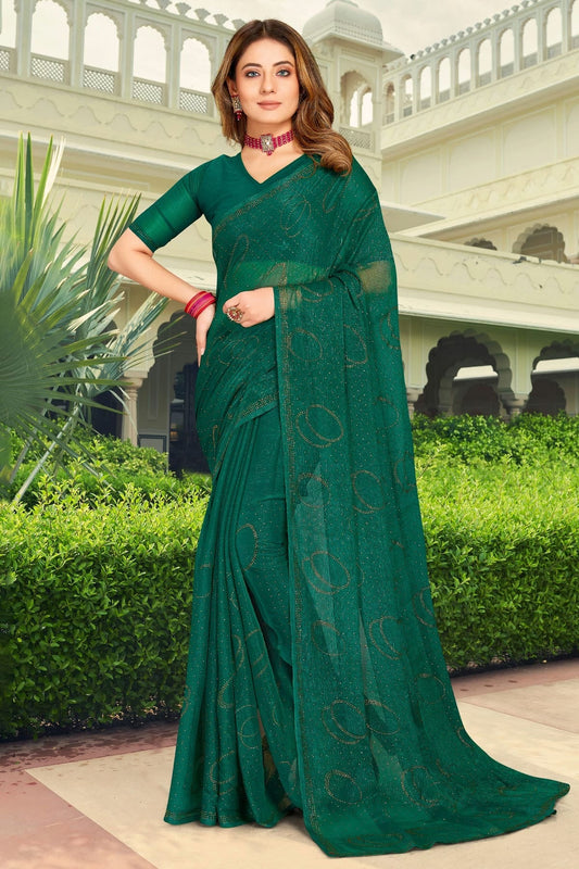 Rama Green Silk Designer Saree NCLC11210368
