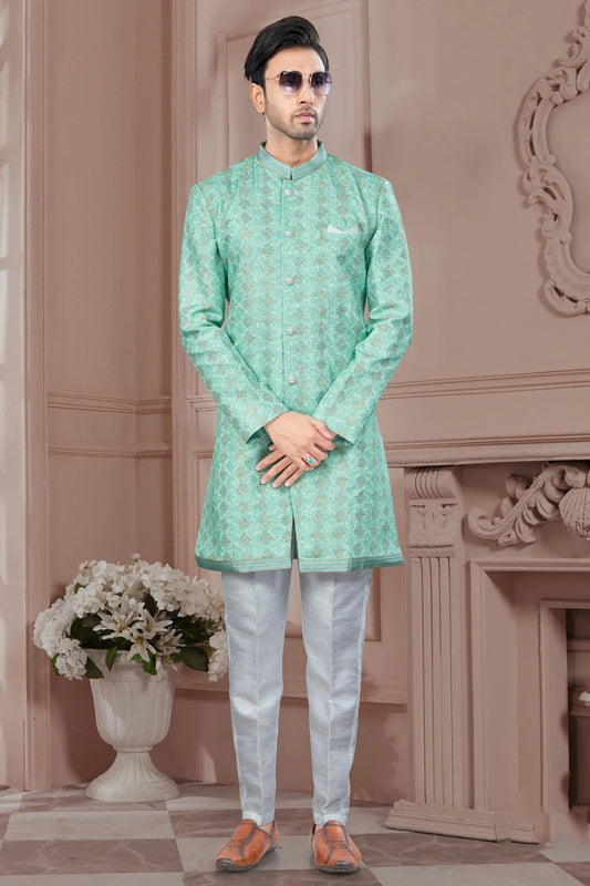 Rama Green Silk Dupion Sherwani NCSH10410202
