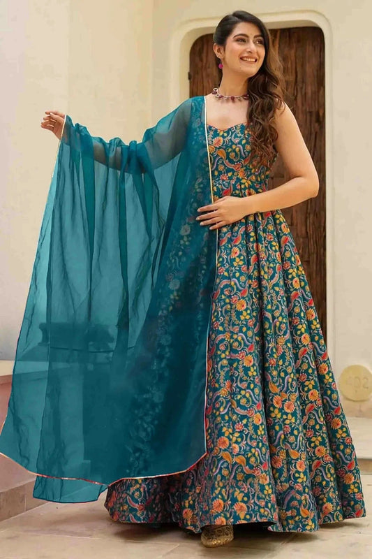Rama Green Silk Stitched Gown NCGW11110845