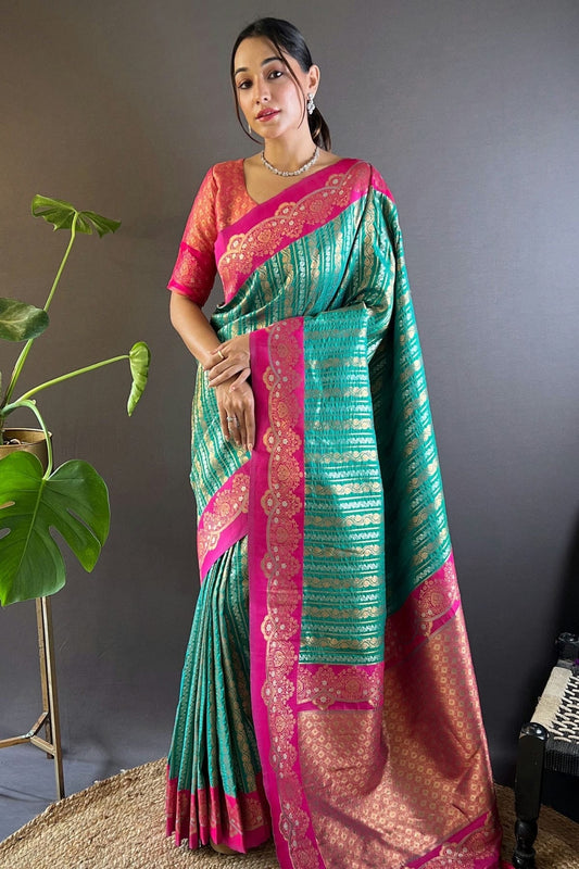 Rama Green Silk Woven Saree NCSD12910184