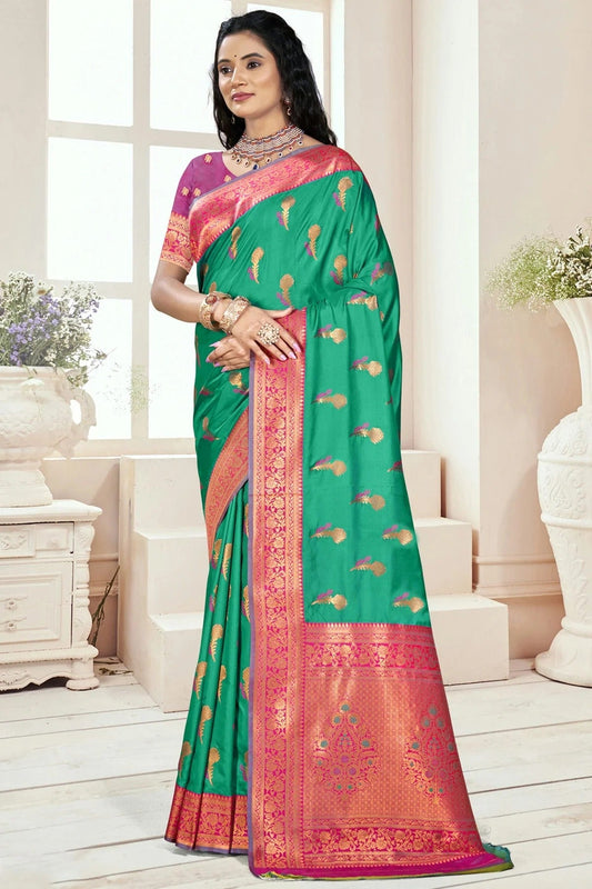 Rama Green Silk Woven Traditional Saree NCSD11010259
