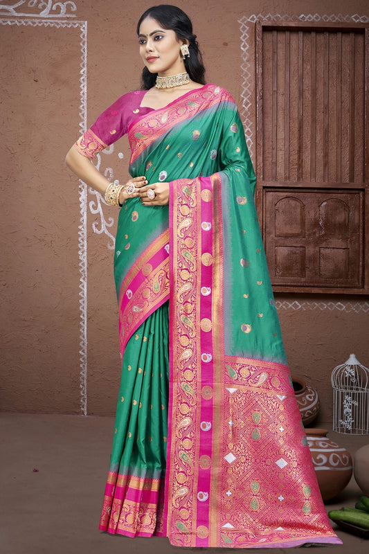 Rama Green Silk Woven Traditional Saree NCSD11010294
